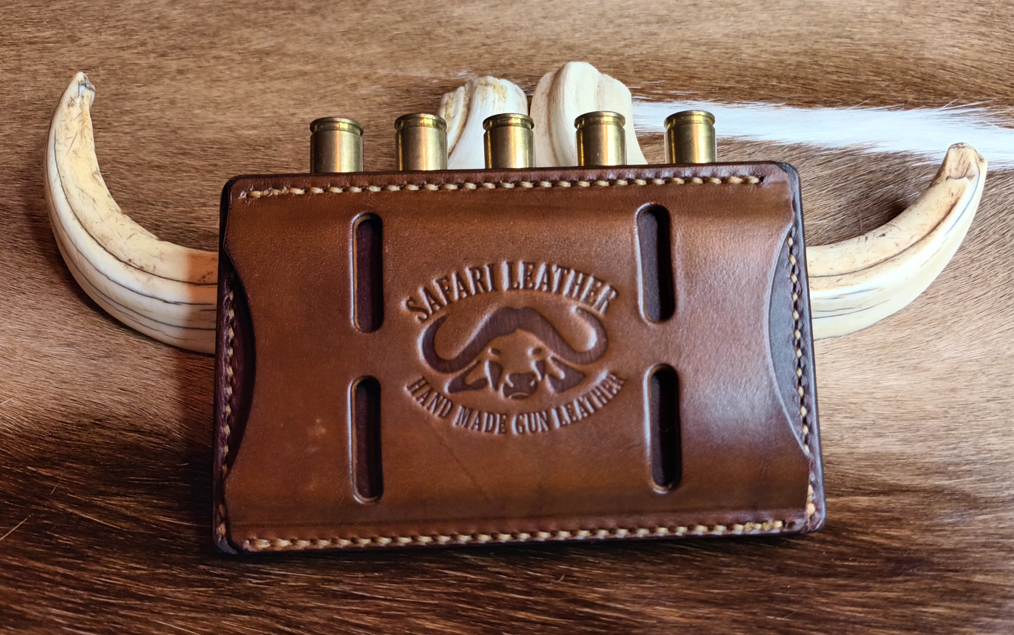 safari leather turtle shell holder with belt attachment